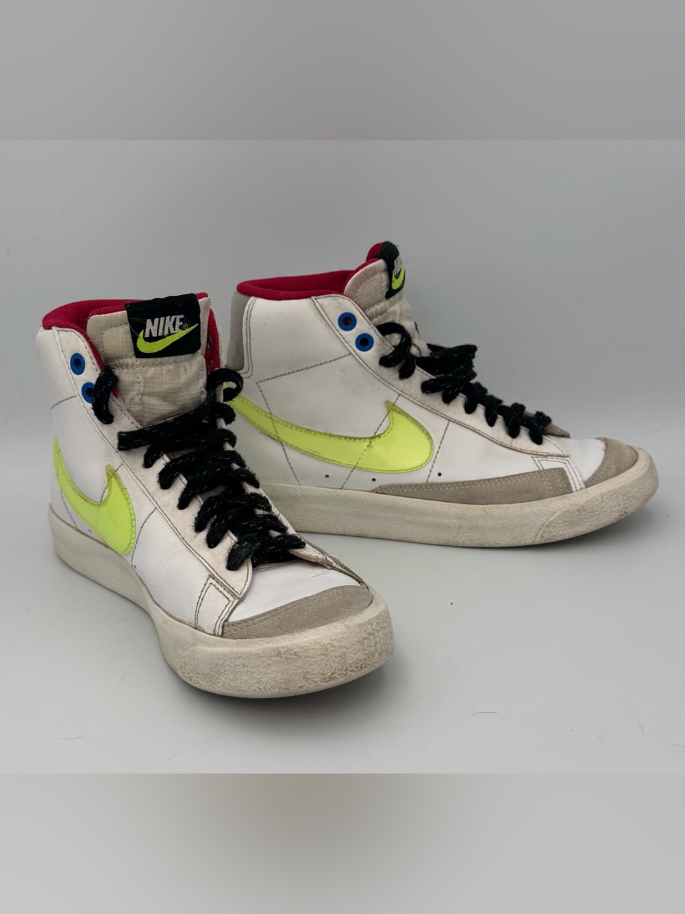 Nike Blazer Mid 77 GS White Volt Red High Top Sneakers Youth 5Y
